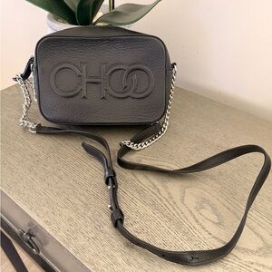 Jimmy Choo Black Crossbody Bag with Silver Chain